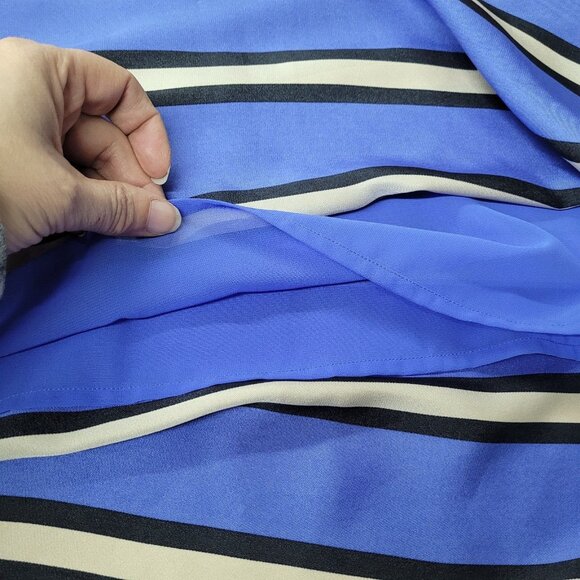 Ann Taylor Multicolor Stripe Maxi Dress Womens‎ XS Lined Silk Feel Side Slits - Picture 9 of 12